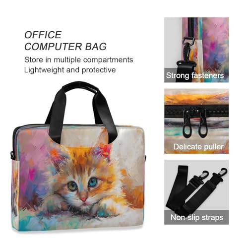 Maletín para laptop con diseño de gato acuarela miniatura 5