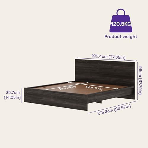 Image of Wakefit Bed | 3 Yr Warranty | King Size Bed, Non-Storage, Sturdy Construction, Density: 680-750 kg /m, Termite & Borer Resistant, Fits Mattresses Up to 8 inches (Centaur 78 x 72 - Wyoming Maple)