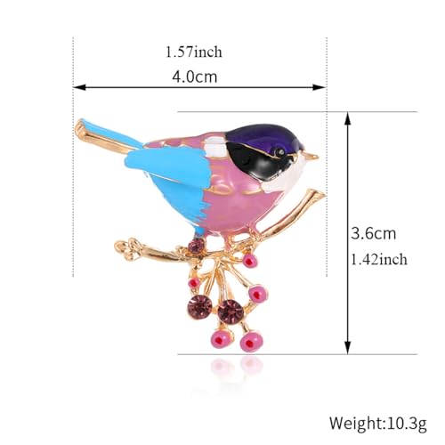 Image of coadipress Colorful Birds Brooch Pins Crystal Rhinestone Branch Bird Brooch Cute Enamel Animal Magpie Hummingbird Pin Fashion Jewelry Accessories Gifts