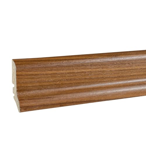 PROVISTON - Rodapié de madera auténtica, 20 x 60 x 2500 mm, chapa de madera de nogal para pegar, sujetar, atornillar y clavar, zócalo chapado de 2,5 metros, 1 unidad