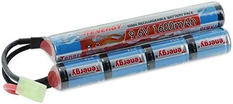 Tenergy 9.6V NiMH 1600mAh Rechargeable Butterfly Battery Pack with Mini Tamiya Connector for Airsoft Guns