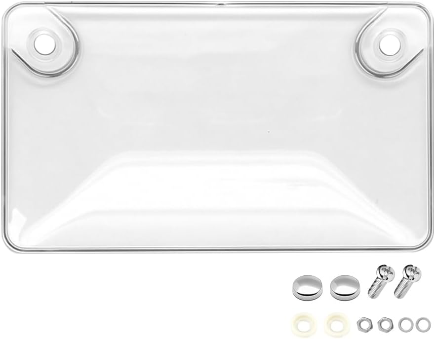 Cubierta para placa de motocicleta, protector transparente irrompible para placa de motocicleta con tornillos y tapas de instalación, cubierta de