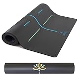 Y O Gayo Eco Balance Yoga Mat with Carry Strap – Superior Grip, Non-Slip, Durable & Lightweight, Sustainable Natural Rubber Mat with Alignment Lines, 4mm Thick mat for Ultimate Comfort