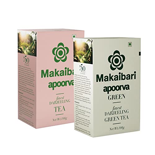 Image of Makaibari Darjeeling Tea Apoorva Green Pouch&Darjeeling Tea Apoorva Black Pouch|Usda Certified Tea|Anti-Oxidants,Immunity Booster|Organic|100+100 G(Pack Of 2)-Darjeeling,Loose Leaves,200 Grams