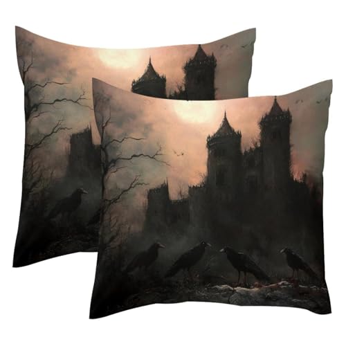 Housses de coussin Ravens Before Broken Castle en velours de qualité supérieure 50x50 - 2