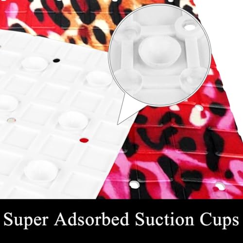 Tapete de baño antideslizante extralargo de leopardo rojo 4