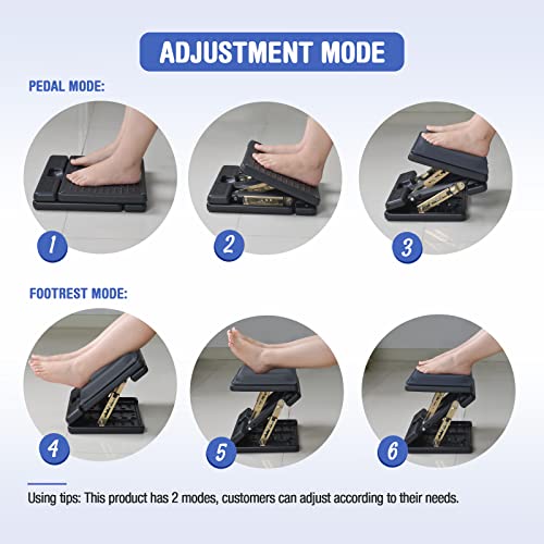 Image of Foot Rest for Under Desk at Work 4-Level Height Adjustable, Lengthen Ergonomic Foldable Footrest for Office, Gaming,Computer, Soft & Removable Pad Desk Foot Stool for All Seasons (Gray Plus)