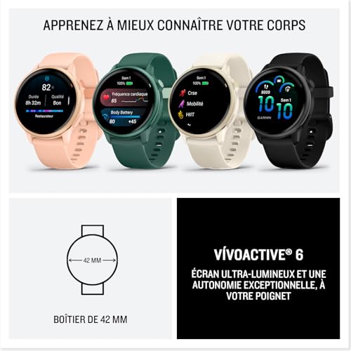 Garmin vívoactive 6 - Montre connectée avec GPS Forme & santé avec écran Ultra-Lumineux - Pink Dawn avec boîtier Rose pêche