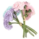3 Bunches Flower Bouquets Artificial Bouquet of Flowers Artificial Fake Carnations Flowers Artificial Carnation Bouquet Wedding Boquets Flowers Decor for Office Handmade Flower