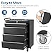 FinerFurnis 4-Drawer Rolling Tool Chest – Mobile Storage Cabinet with Lock, Sliding Drawers, Side Handle & Protective Liner – Heavy Duty Garage & Workshop Toolbox – Color: Black