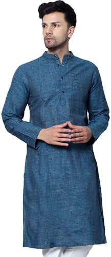 Latest Chikan Men's Cotton Regular Textured Long Kurta Full Sleeves - Casual Ethnic Wear�