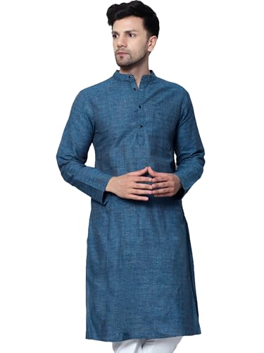 Latest Chikan Men's Cotton Regular Textured Long Kurta Full Sleeves - Casual Ethnic Wear�