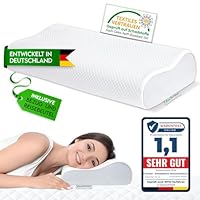 EcoSchlaf® Orthopädisches Kissen Premium Nackenstützkissen – Zertifiziert – Seitenschläferkissen Nackenkissen aus Soft Memory Foam – Ergonomisches Kopfkissen Nackenschmerzen Antischnarchkissen (Weiß)