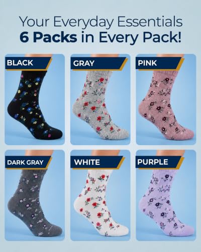 Image of Pembrook Bamboo Viscose Diabetic Socks for Women & Men - 6 Pairs Ankle Socks for Swollen Feet | Neuropathy Socks