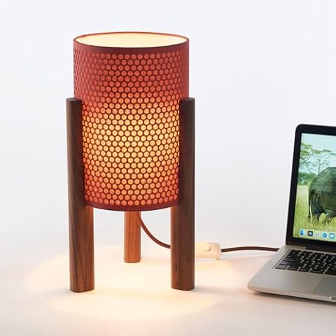 HROOME Unique Wood Wabi-Sabi Table Lamp for Living Room Bedroom Kids Bedside - Cool Simple Design Tripod Base Nightstand Light for Farmhouse Office Dorm Desk Reading Lighting Gift (Maroon Max) Cover