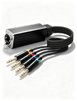 CERRXIAN 4-Channel Multi Snake 1/4" TRS to Ethercon-Compatible CAT5/CAT6/CAT7 Ethernet Breakout for Stage & Studio, Lighting & DMX512, Gold-Plated Connectors