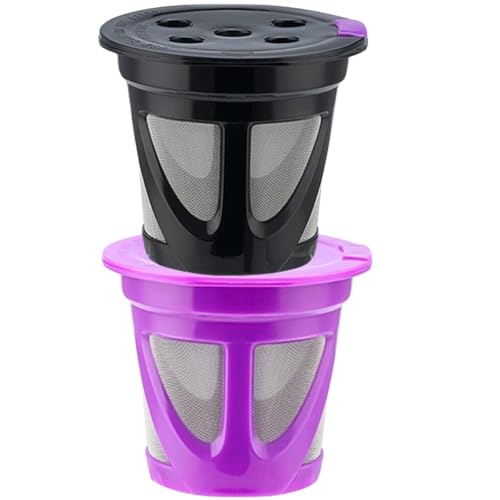 HOMSFOU Cápsulas de Café Reutilizables 2 Piezas Filtro de Cápsulas de Café Malla de Acero Inoxidable Morado y Negro Compatibles Máquinas de Espresso para Uso Doméstico y Oficina