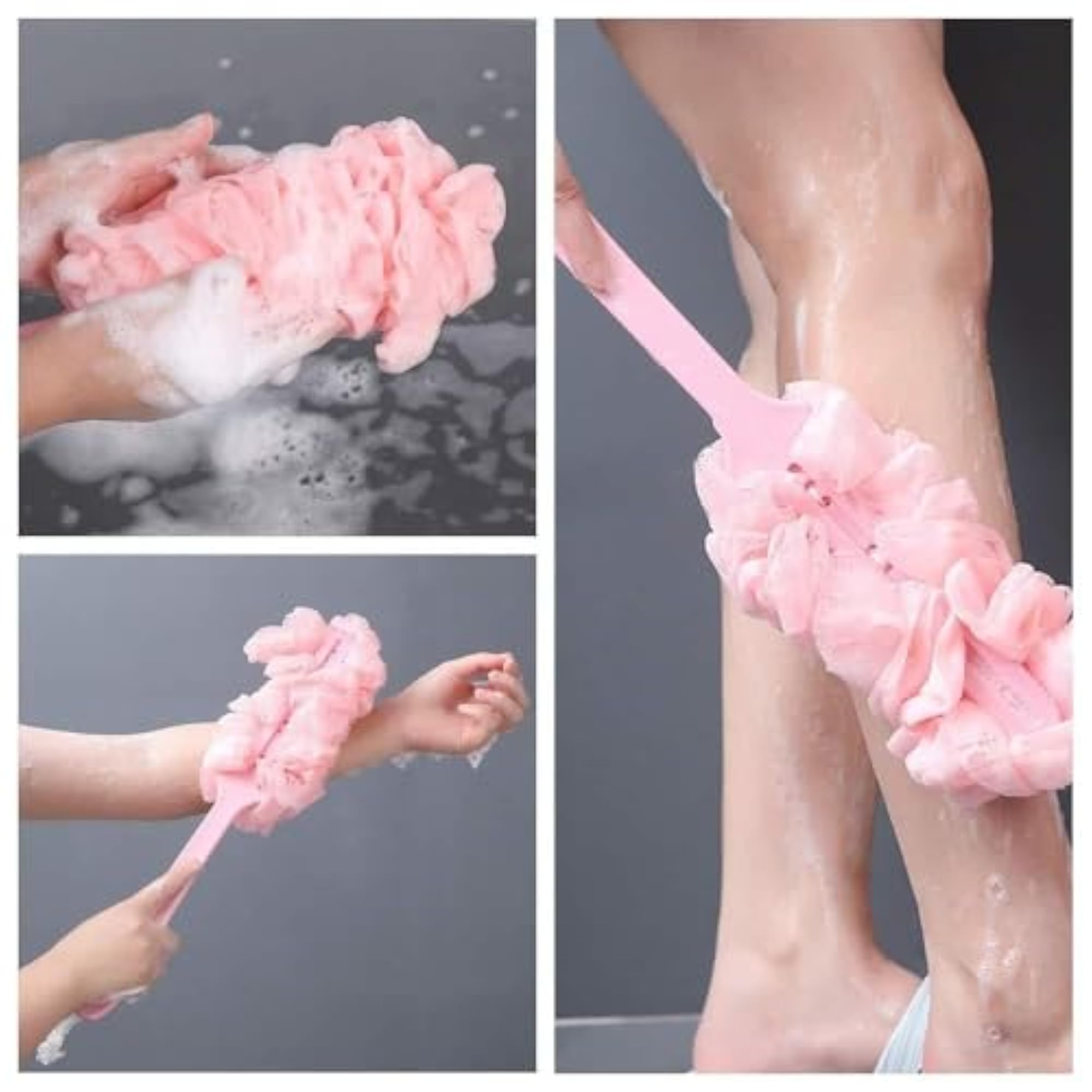 Loofah Long Handle Bath Body Brush, Soft Nylon Mesh Sponge