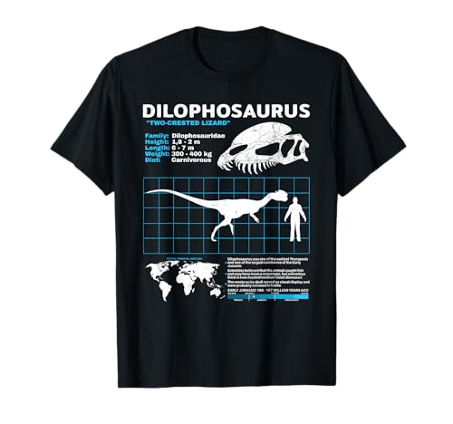 Dilophosaurus fact sheet Dinosaur Facts T-Shirt