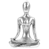 BESPORTBLE Denker Statue aus Harz Abstrakte Yoga Figur Silber Dekorative Tischskulptur für Wohnzimmer Büro und Yogastudio