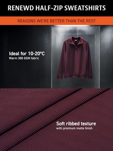 Image of DAMENSCH ReNEWd Soft Ribbed Texture, Strong Durable Fabric, Dyes Ottoman Half-Zip Sweatshirts