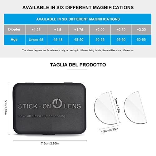Image of OKH Stick-on Bifocal Lenses, Convert Sunglasses, Goggles, or Glasses into Magnified Readers, Reusable, No Water Needed