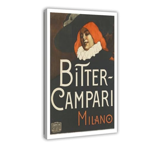 XYSWDD Póster vintage de Bitter Campari con texto en inglés 'Food and Drink', 1 lienzo para pared, pósteres e impresiones estéticas para habitación, habitación, oficina, 40 x 60 cm