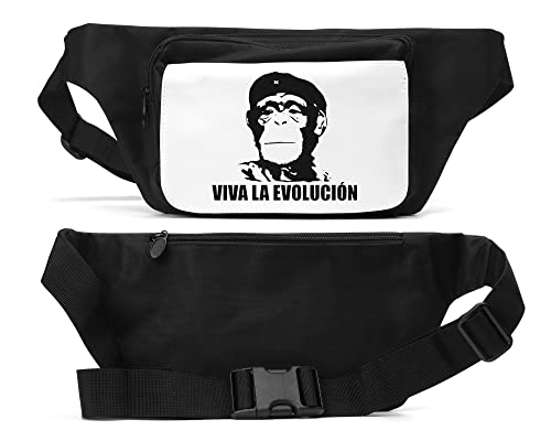 Viva La Evolucion Funny Chimp Art - Riñonera unisex, color negro, Black, Talla única