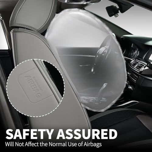 Image of FLORICH 2 Pair Car Seat Covers, Luxury Leather Seat Covers Universal Anti-Slip Driver Seat Cover, Automotive Vehicle Seat Covers fit for Trucks Vans SUVs Sedans (2 Packs, Gary&Black)
