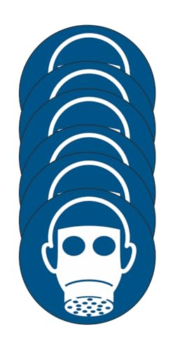 GLOBAL KIT DI 6 ADESIVI ROTONDI - Protezione delle vie respiratorie obbligatoria - Pittogramma ISO 7010 Con Stampa Diretta U.V. (IDEALE ANCHE PER ESTERNO) (10 cm)