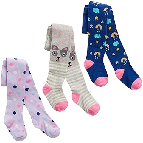 Tick Tock Baby Girls Cotton Rich Design Tights 3 Pack Multi 0-6 months Cover
