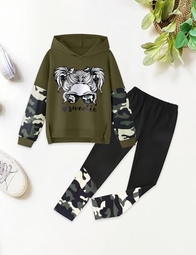 Image of Gaupafmb Girls Clothes Cool Girl Print Tie Dye Hoodie Pullover Sweatshirt Leggings 2PC Outfits
