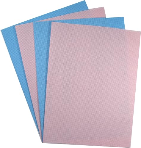 Image of KCS 4 /6 pc of 12 inch x 18 inch(30cmx45cm) 18CT Counted Cotton Aida Cloth Cross Stitch Fabric (4 pc, Light Blue+Pink)