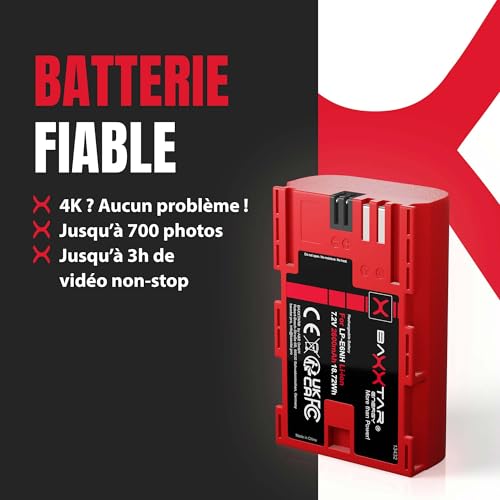 Baxxtar Pro Batterie pour Canon LP-E6NH LP-E6N LP-E6 Batterie 2600mAh 7.2V – vue 6