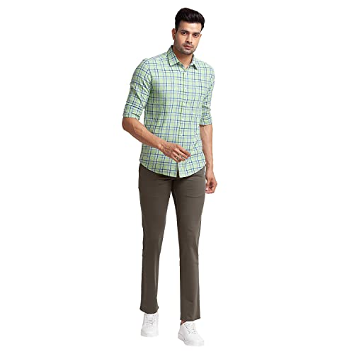 Image of Parx Men's Cotton Blend Solid Pattern Low Rise Tapered Fit Flat Front Casual Trouser