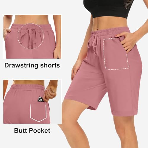 Shorts Damen Sommer Bermuda Shorts Casual Kurze Hose Sport Shorts Baumwolle Kurz Sporthose Jogginghose Knielang Yoga Running Shorts mit Taschen – Bild 5
