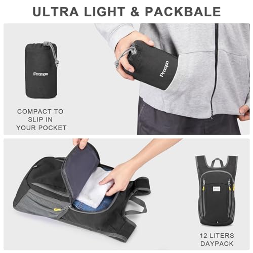 Mochila de senderismo Prospo 12L ligera y plegable miniatura 5