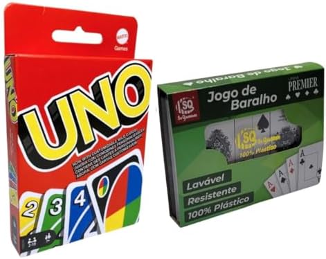 Kit Jogo Uno Cartas + Baralho Duplo 100% Plástico 108 Cartas Lavá...