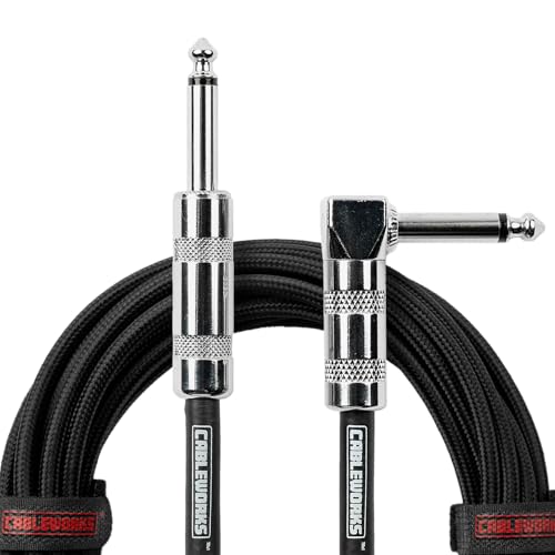 Cableworks by Gator Cases Backline Series 20 Ft Braided Guitar Instrument Cable, Straight to Right...