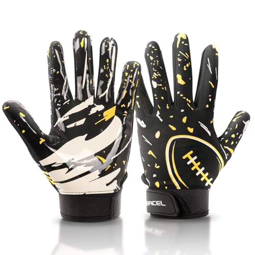 ATERCEL Youth Football Gloves Kids Sticky Receiver Gloves Grip Football Glove for Boys Girls