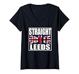 Womens Straight Outta Leeds United Kingdom V-Neck T-Shirt