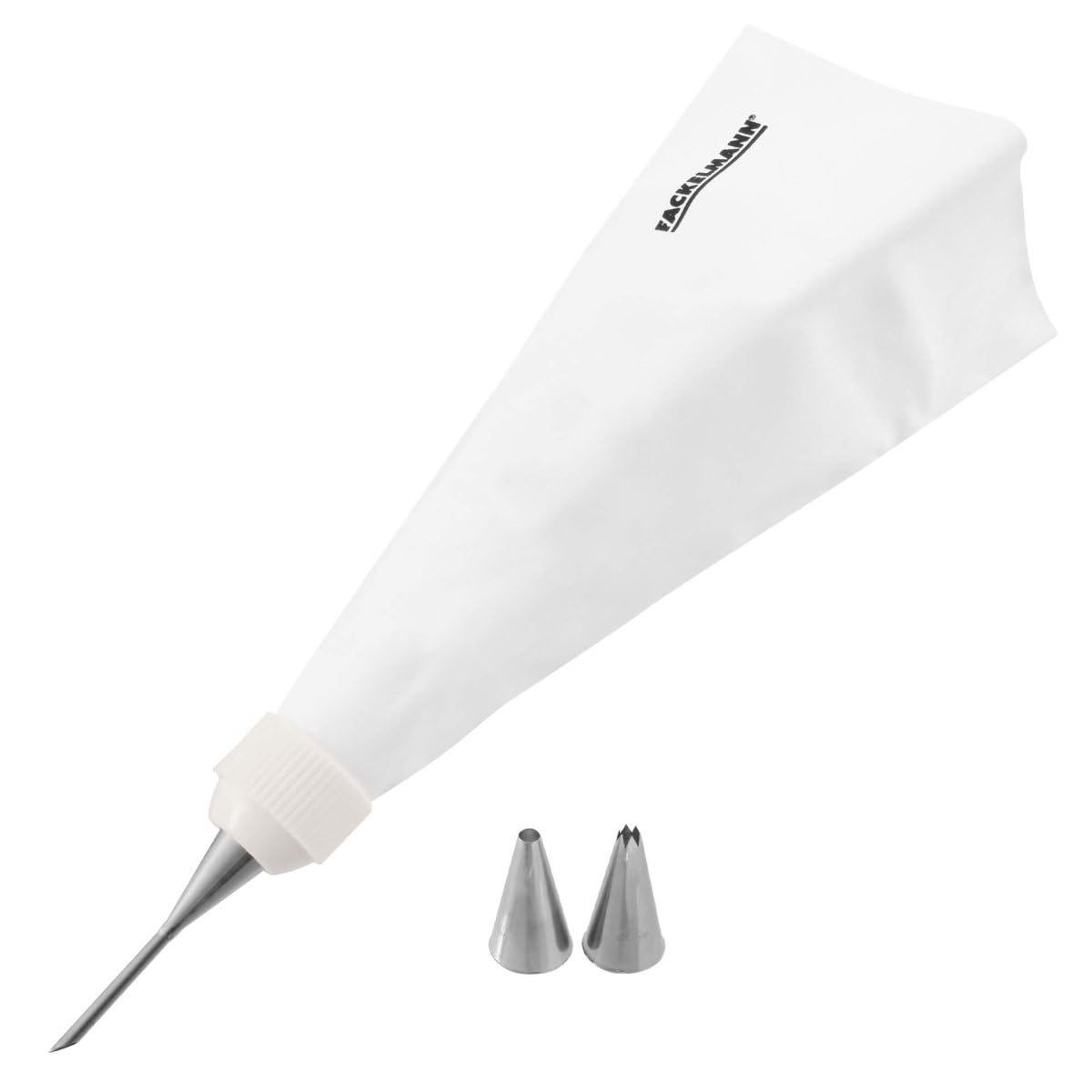FM Professional 21508 Poche à douille en coton avec 3 douilles inox, poche a douille, poche a douille patisserie, poche à douille professionnelle réutilisable, Coton, Acier inoxydable, 28 x 18,​5 cm