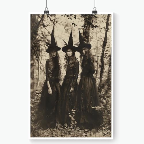 YFCLDPH Decorazione artistica da parete per Halloween, decorazione rustica, strega, famiglia, decorazione estetica, casa, ufficio, appartamento, pittura su tela, horror, raccapricciante, accademia,