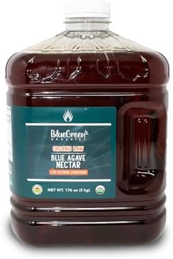 BLUE GREEN ORGANICS, Agave syrup, Gallon, Gluten Free, Organic, Sweetener, teas, coffees, pancakes or any baked good, Family-friendly, Sugar substitute,176 Oz (176 Oz, Raw)