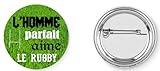 Fermoir solide, ne tombe pas Badge broche pins l\'homme parfait aime le rugby 37mm handmade cadeau