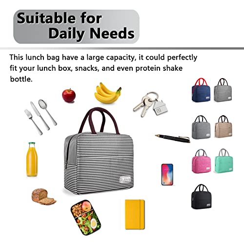 Zvosoo Insulated Lunch Bags For Women And Men, Reusable, Waterproof ,Multi-Pocket Lunch Bags For Work, Office, Picnic, Outdoor, School (Black-White) #TOP3