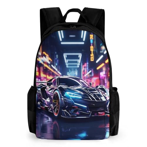 TNFHSOFT - TNFHSOFT Voiture de sport Étudiant Sacs À Dos, Science Fiction Sac À Dos Enfant ，Adolescents Sac De Voyage Garçon Filles,Cartable Primaire Avec Poche Cachée Sur Le Côté 17inch