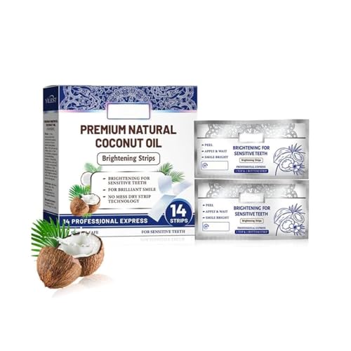 Tiras blanqueadoras de menta y coco, tiras antideslizantes que no dañan el esmalte, eliminador de manchas, blanqueador dental para manchas de tabaco, café y vino (1pcs)