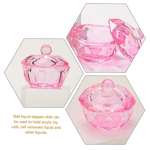 4 piezas de cuencos de cristal con tapa para esmalte acrílico miniatura 2