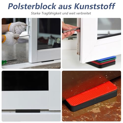 80 Stk Abstandshalter Kunststoff Unterlegplatten Kunststoff Verglasungsklötze Set, Unterlegplättchen, Kunststoff Distanzklötze Glaserklötze Abstandhalter Fensterklötze für Verlegen Fliesen(4 Größen)